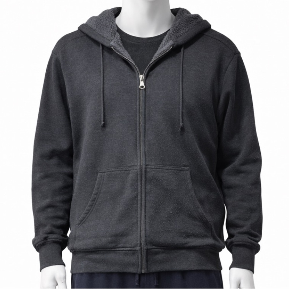 BC Clothing Co. Sherpa Lined Zip Hoodie | Men’s Small | Charcoal Gray - Picture 1 of 10